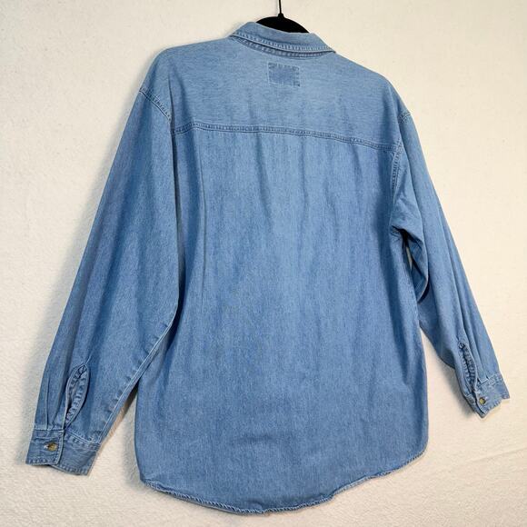 Quizz Again Embroidered Christmas Teddy Bears Long Sleeve Denim VTG Shirt Medium - Picture 4 of 7